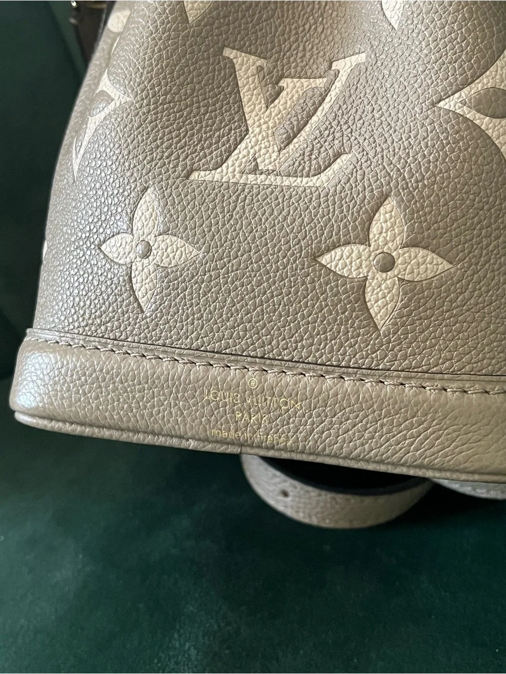 Louis Vuitton Taupe Monogram Drawstring Bucket Crossbody